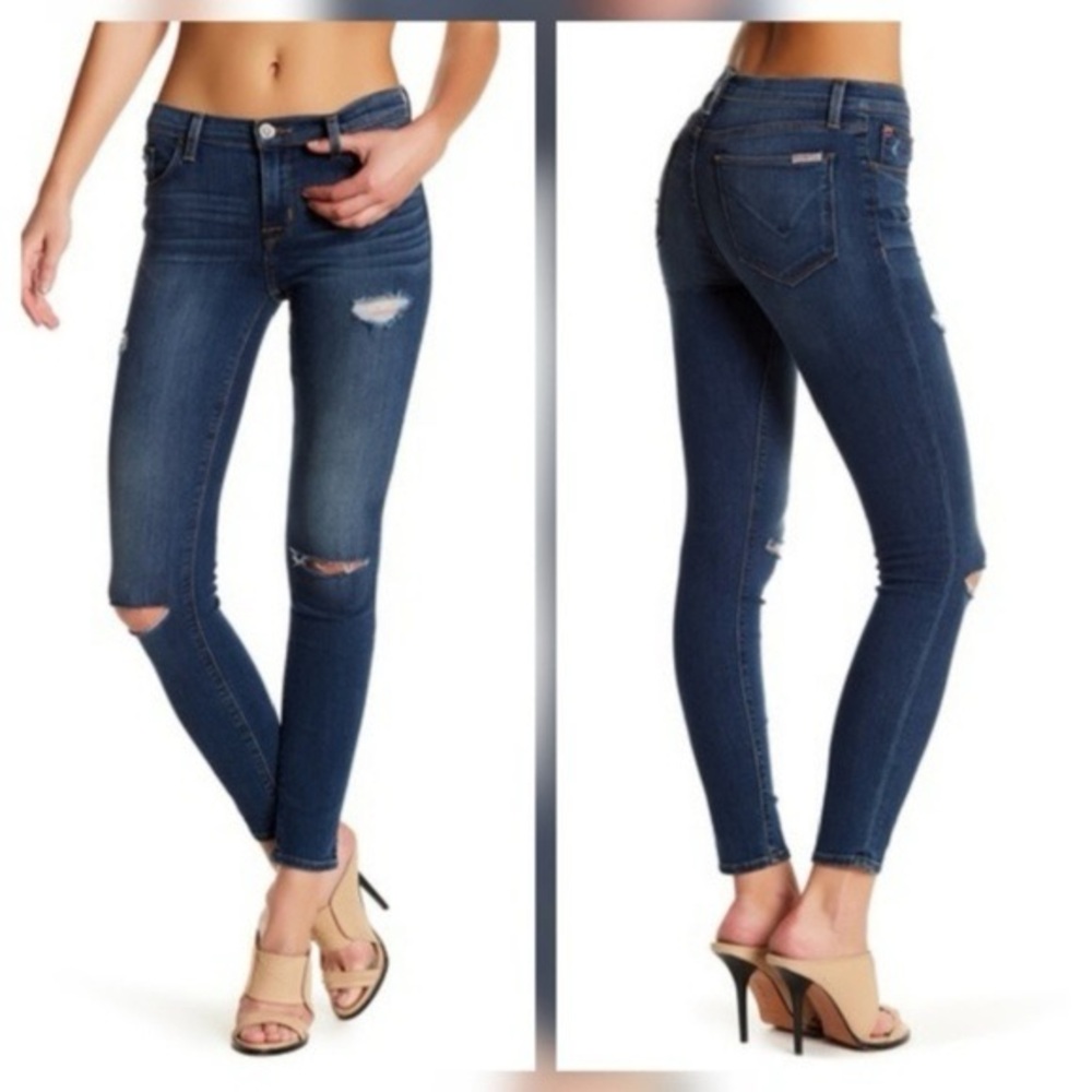 Hudson Krista ankle super skinny jean, distressed medium wash
